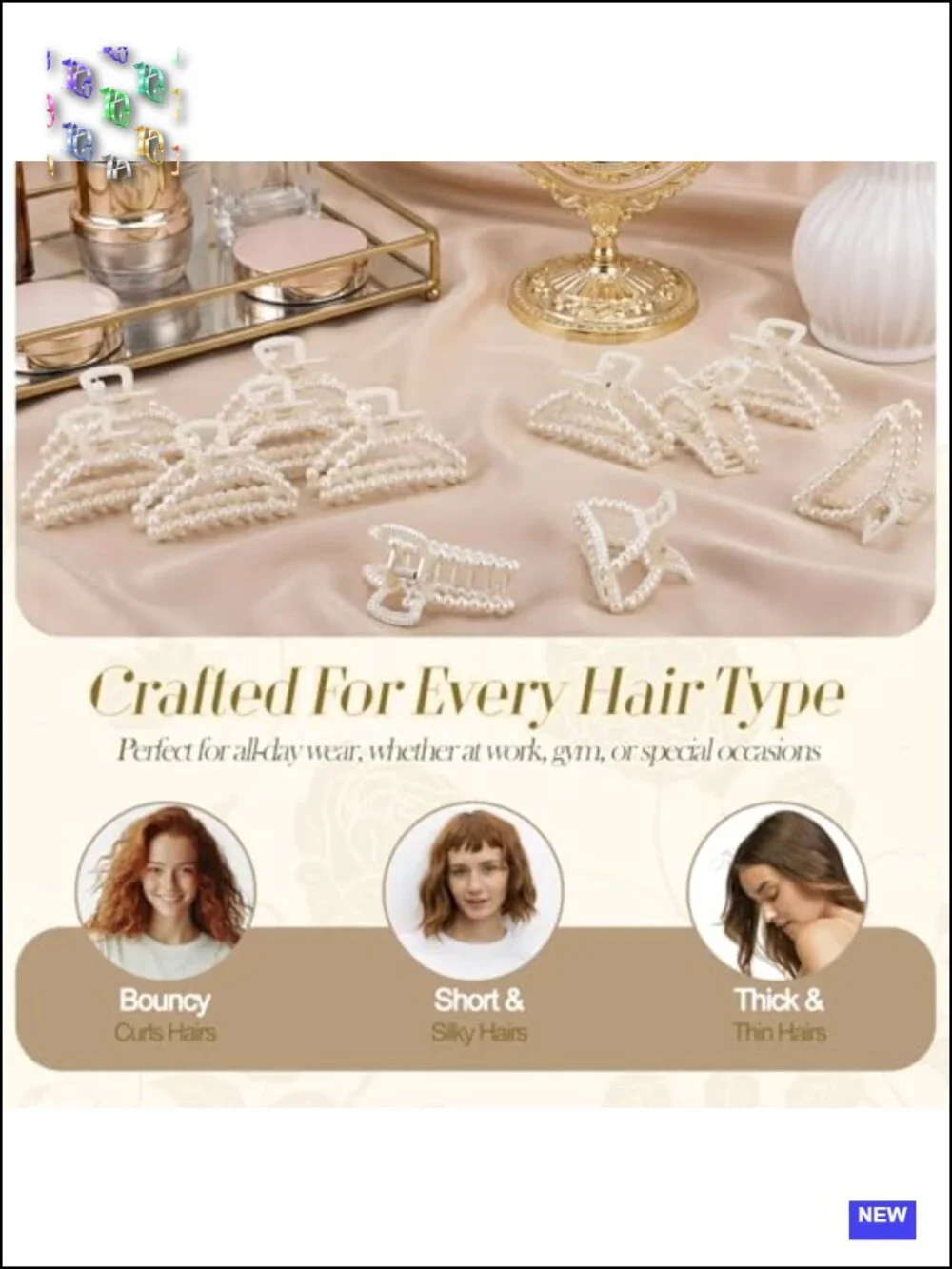 12 Pcs Pearl Hair Claw Clips for Women Half Circle White Bride Hair Accessories